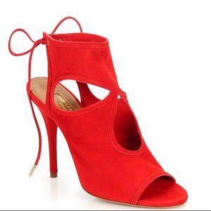 Brand New Aquazurra Sexy Thing Red suede sandals